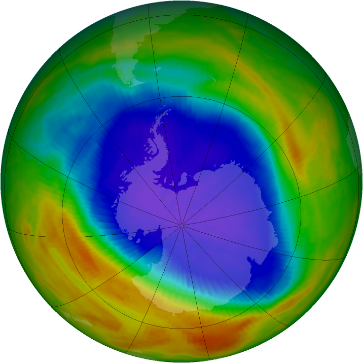 Antarctic ozone map for 14 October 1989
